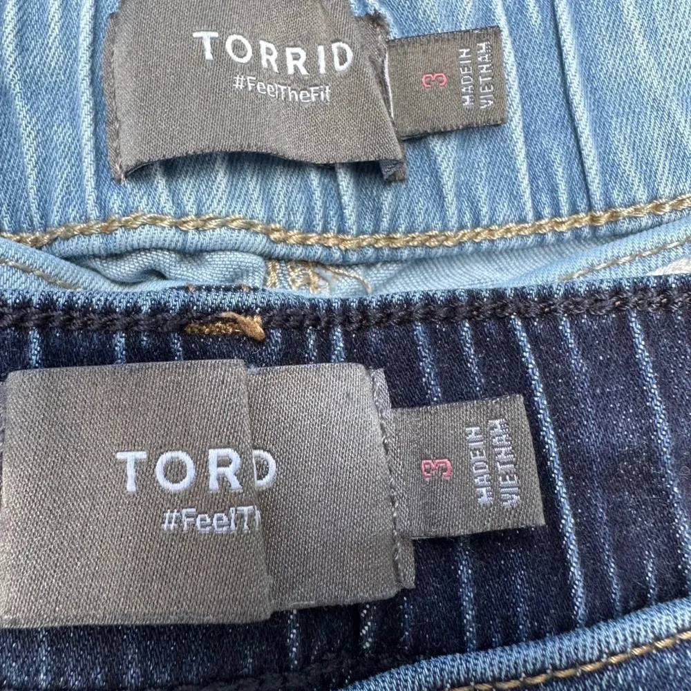Torrid Set of 2 Pull-On Denim Drawstring Shorts Cuffed Hem 3X Light & Dark Wash